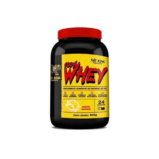 PREMIUM 100% Whey 900g Protein Concentrado Sabor Banana The Kong Sports