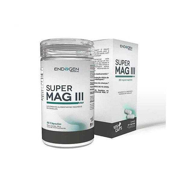 Super Mag 3 350mg Magnésio 60 Caps - Endogen