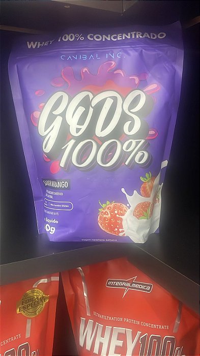 GODS WHEY TASTY - MORANGO - 900G