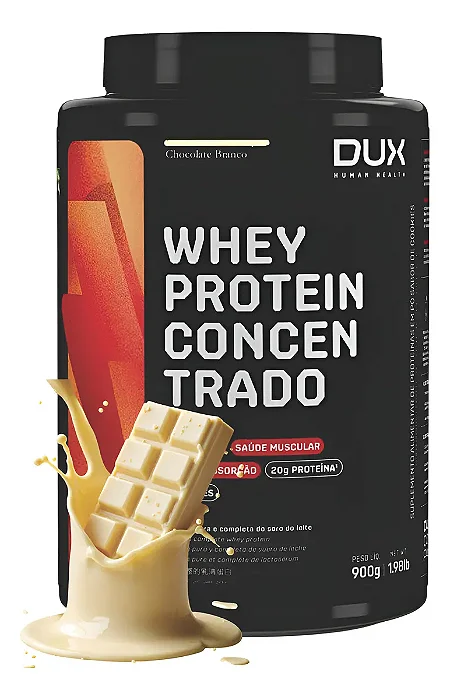 Whey Protein Concentrado Pote 900G Dux Nutrition Chocolate Branco