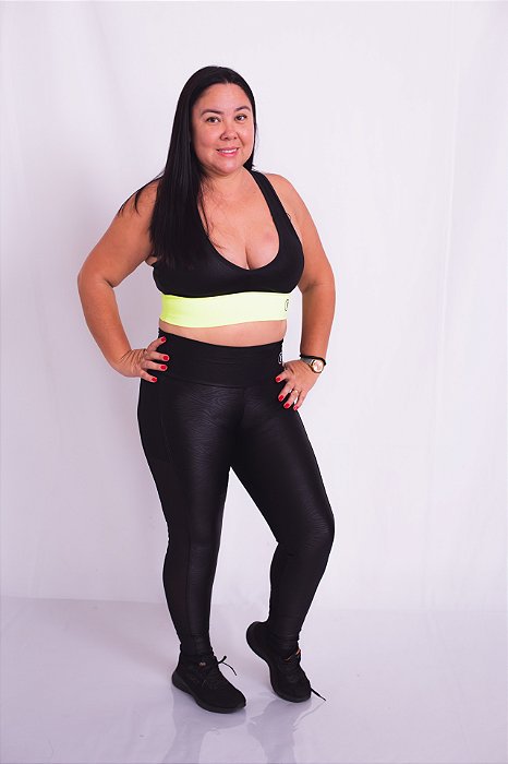 Calça Legging com Transparência Lateral