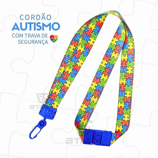 Cordão Autismo com trava de segurança