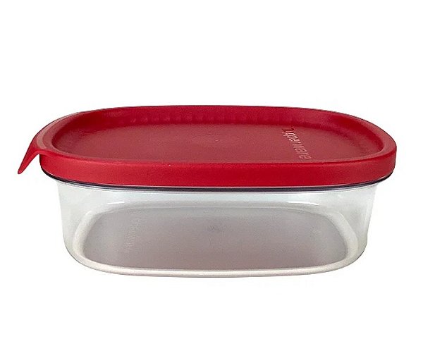 Tupperware Ultra Clear Oval 500ml Transparente e Vermelho
