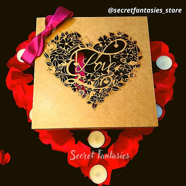 Caixa Love em MDF 20x20x10cm Para Presentear