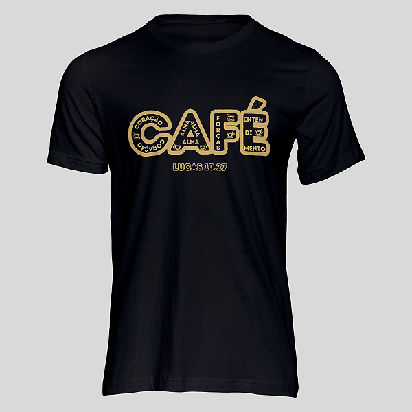Camiseta T-shirt Masculina CAFÉ - Lucas 10.27 Cristã Gospel