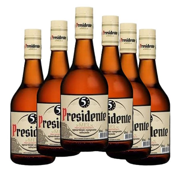 Kit 06 unidades Conhaque Presidente Mel 900ml
