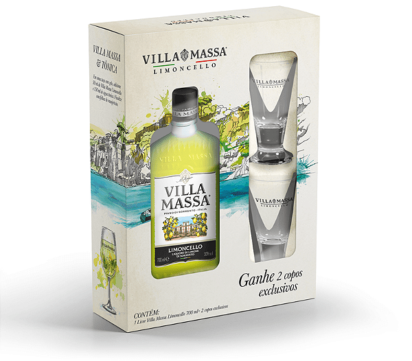 Licor Italiano Villa Massa Limoncello c/ 2 Copos 700ml