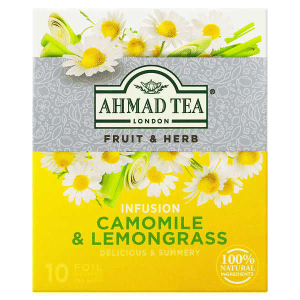 Chá Misto de Camomila e Capim-Limão Ahmad Tea London Fruit e Herb Caixa 15g 10 Unidades de 1,5g Cada