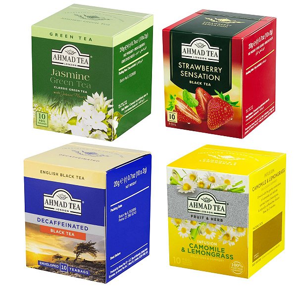 Kit 4 Chá Ahmad Tea Mais Vendidos 10 Saquinhos Cada 15gr
