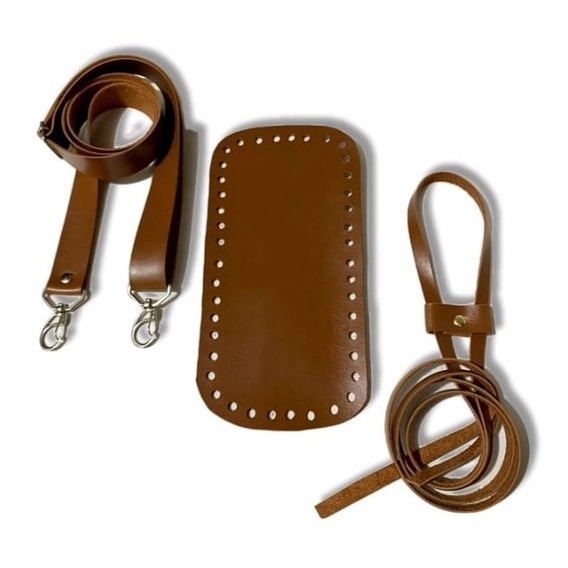 kit em couro ecológico fundo + estrangulador + alça com regulagem para bolsa