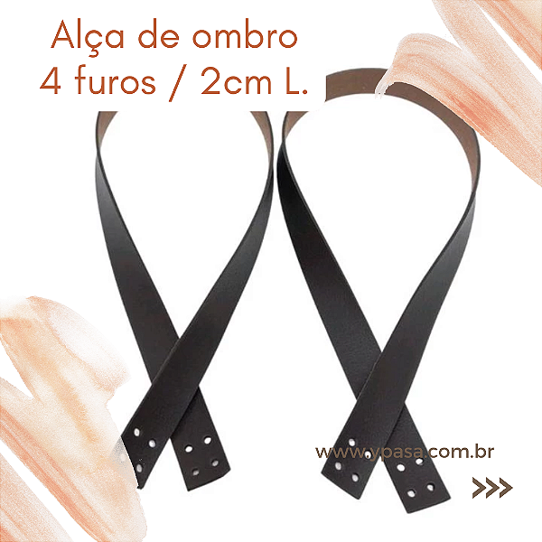 Alça de couro sintético - ombro, COSTURAVÉL (4 FUROS / 2CM L)