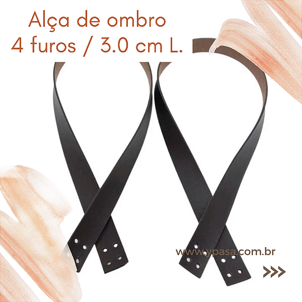 Alça de couro sintético - ombro, COSTURAVÉL (4 FUROS / 3.0CM L)