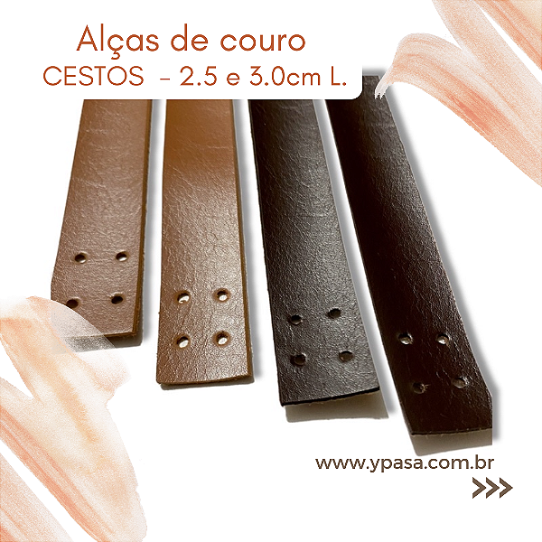 Alça de couro sintético - CESTO 15 a 35CM (PAR  - 2.5 e 3.0 L.)
