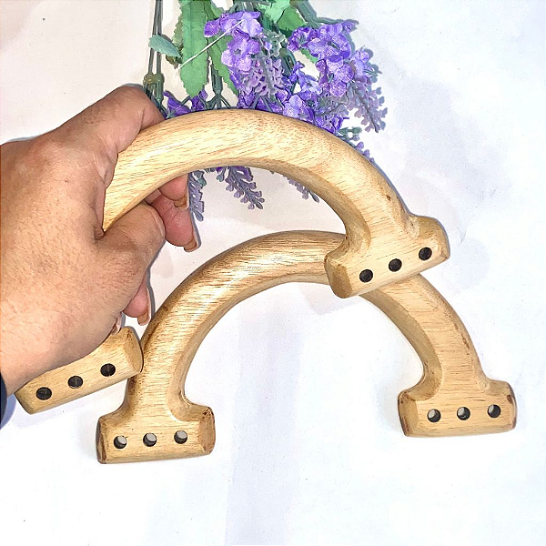 Par de Alças Para Bolsas Villato - Arco 3 Furos : Madeira Tauari