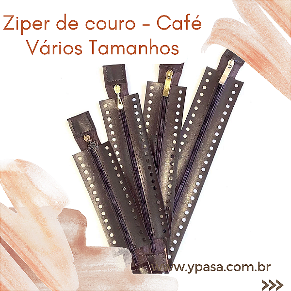 Zíper em couro -  CAFÉ