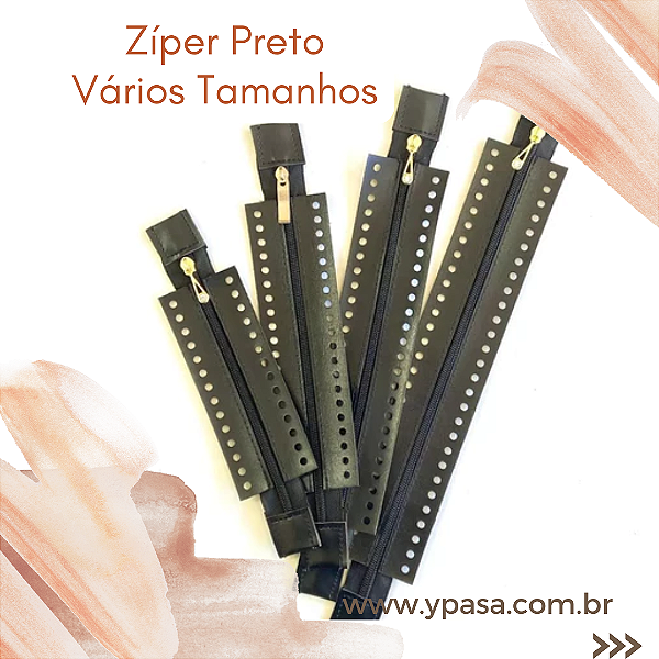 Zíper em couro -  PRETO