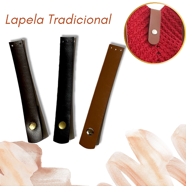 Fecho lapela de couro tradicional