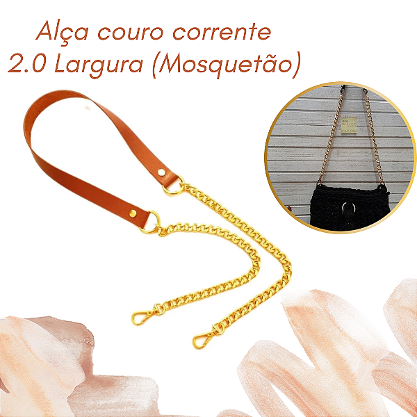 Alça couro corrente 2.0 CM Largura Mosquetao