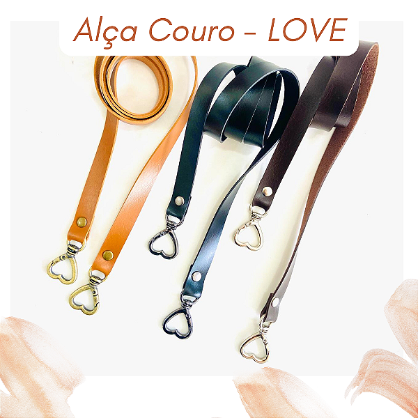 Alça Couro - LOVE (sem regulagem)