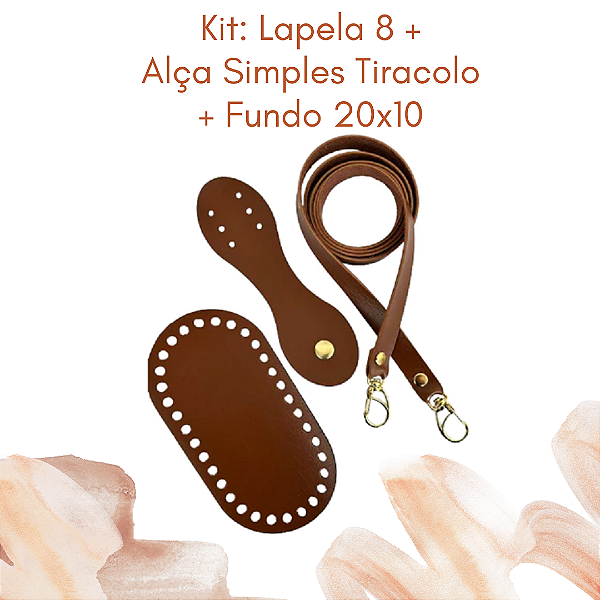 Kit: Lapela 8 + Alça Simples Tiracolo + Fundo 20x10 em couro sintético