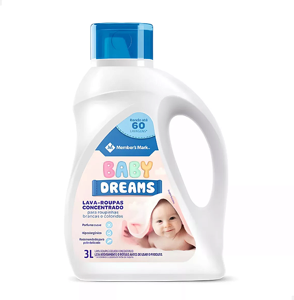 Sabão liquido hipoalergênico suave lava roupa Baby Dream 3l