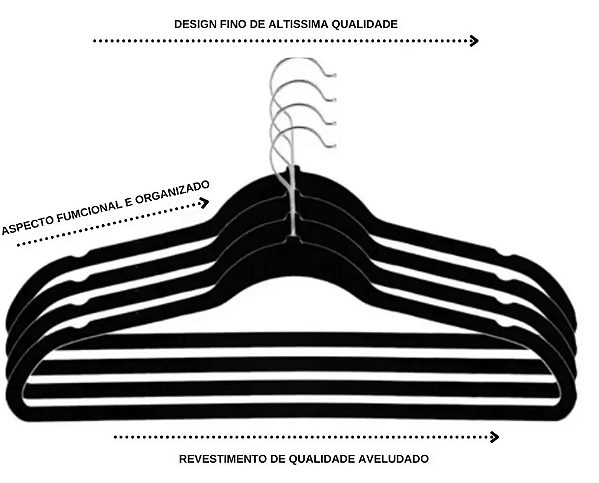 Cabides aveludados ultrafinos slim C/ 30 peças- Members Mark
