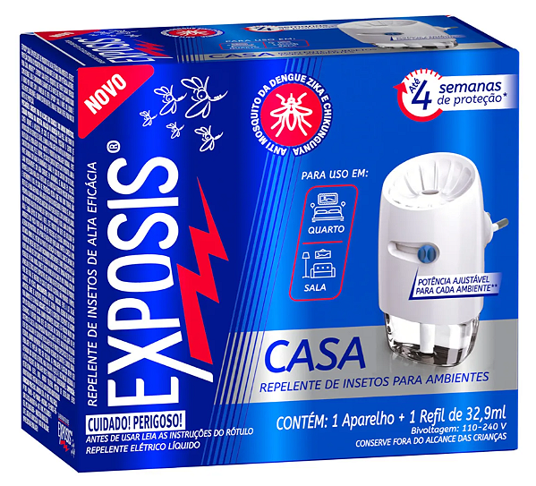 Repelente Elétrico Exposis Casa Aparelho e Refil 32,9ml