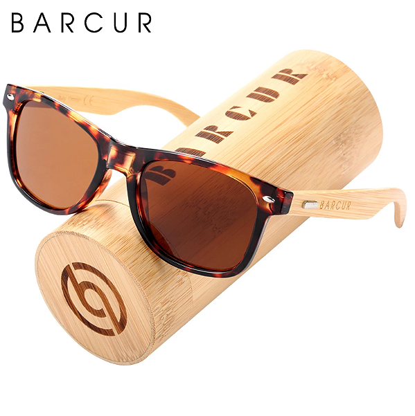 Óculos de sol polarizados de bambu BARCUR para homens e mulheres BC4175