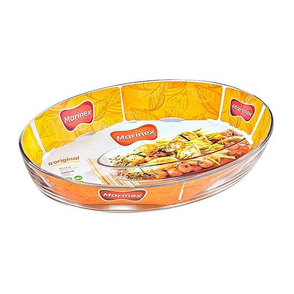 Assadeira Oval Grande Vidro 4 Litros Marinex