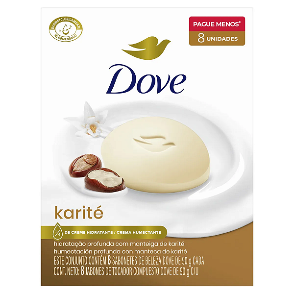 Sabonete Em Barra Dove Karité E Baunilha 90g pack 8 unidades-Loreto