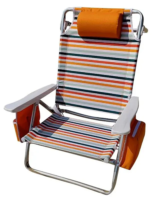 Cadeira De Praia E Piscina C/ Bolsa Térmica E Porta Copos Laranja