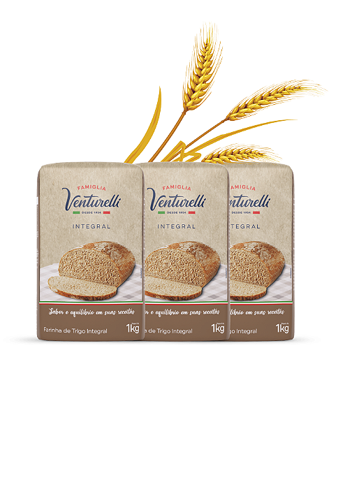 kit 3 farinhas de trigo Integral Italiana Venturelli 1KG.-Loreto