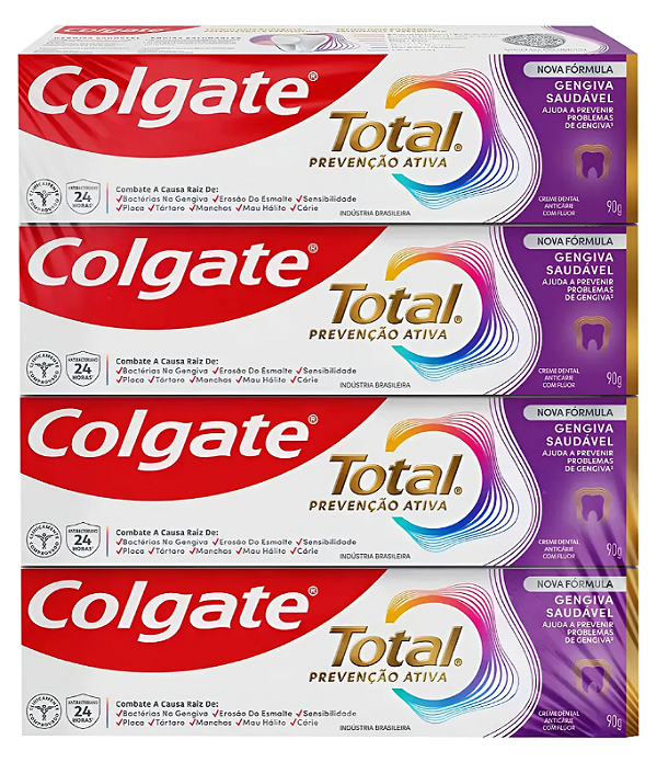 Creme Dental Colgate Total Gengiva Reforçada 90g - 4 unidades-Loreto