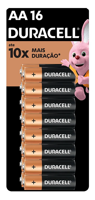 Pilha alcalina aa pequena Duracell com 16 unidades