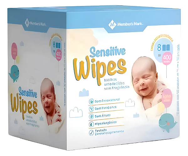 Caixa de Toalhas Lenços Umedecidas Sem Fragrância Para Limpeza De Bebês C/400-Loreto