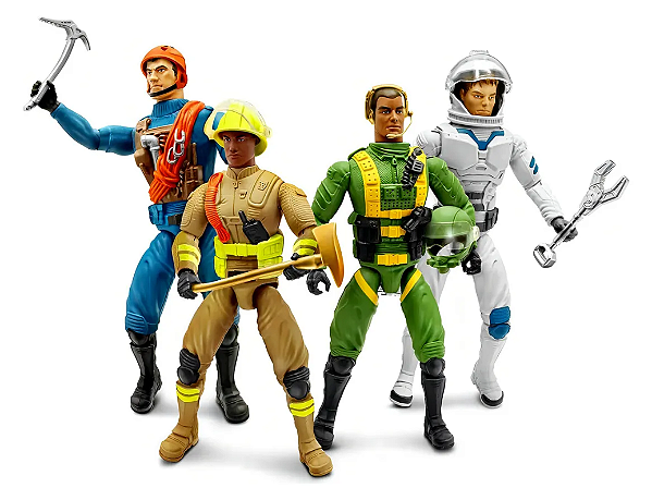 Coleção Conjunto 4 Bonecos Articulados Profissões Com Acessórios