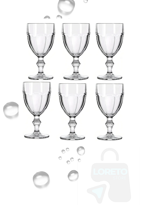 Jogo De Taças De Vidro Bristol Para Água E Sobremesa 340ml Nadir - Loretro