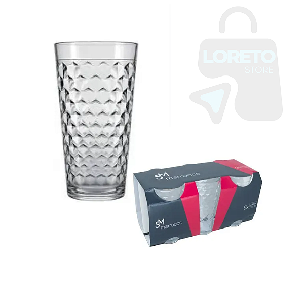 Jogo De 6 Copos Marrocos 350ml Transparente-Loreto