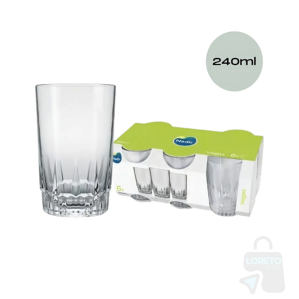 Jogo de Copo Vegas Suco 240ml Com 06 Unidades - Nadir-Loreto
