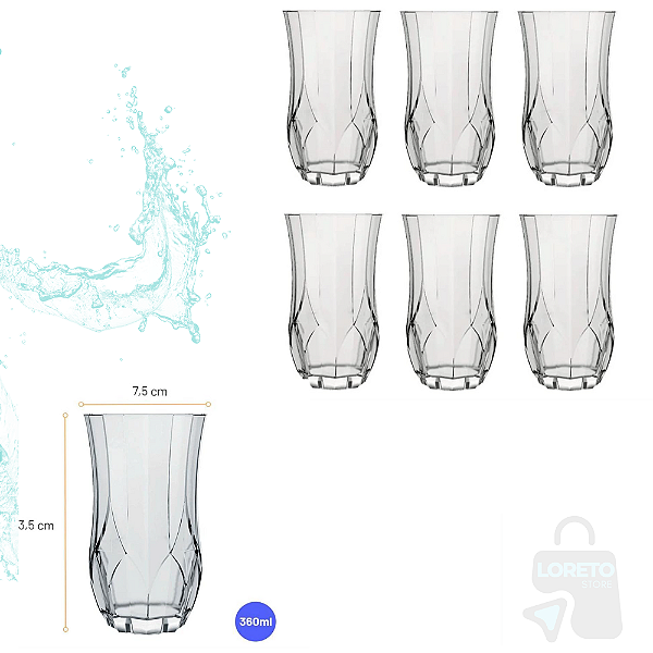 Conjunto 6 Copos Longos 360ml Ópera Nadir Figueiredo-Loreto