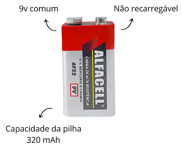 Bateria 9 Volts Sensor Microfone Brinquedos Alta Resistência-Loreto