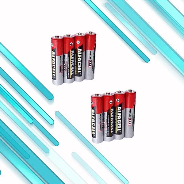 Pilhas AAA Palito 08 Unidades 1,5v Alfacell Original-Loreto