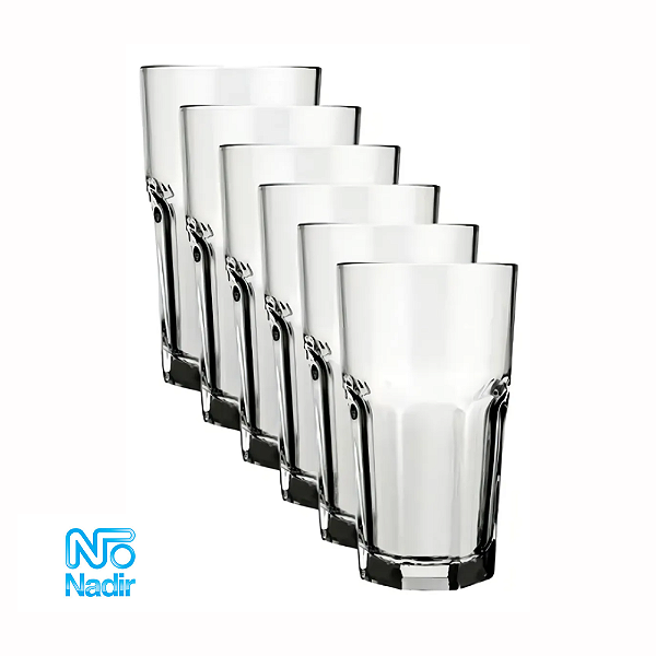 Conjuto De Copo 6 Peças Long Drink Bristol 340ml Vidro-Loreto