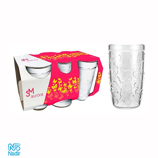 Jogo Copo Aurora 270ml 6 Unid Sucos Refrigerantes Agua