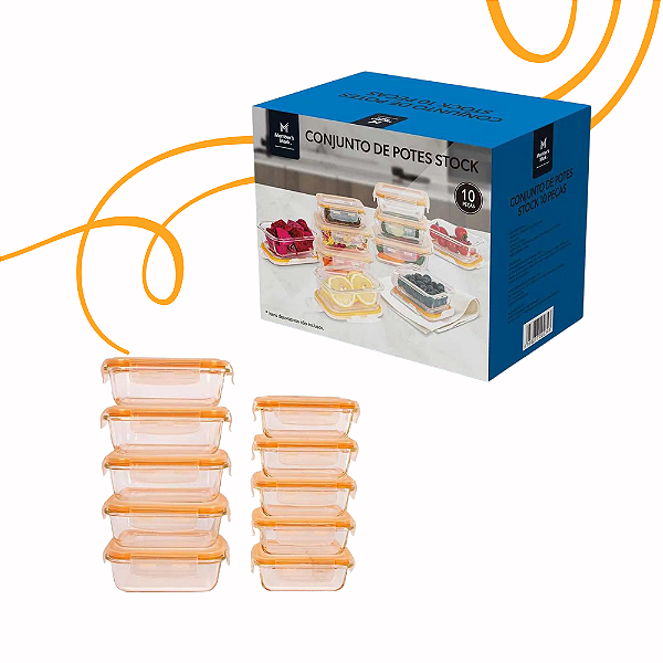 Conjunto 10 Potes Herméticos De Vidro 370ml Member's Mark Vidro-Loreto
