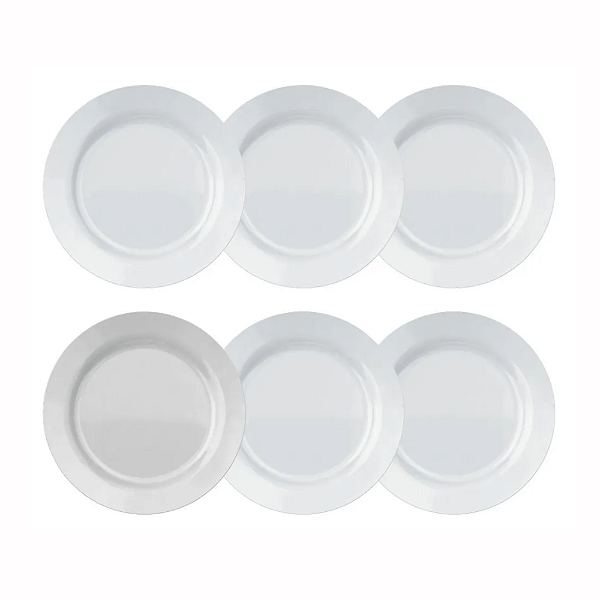 Jogo De Pratos Rasos Duralex Vidro Nadir Opalino Kit 6 Unid