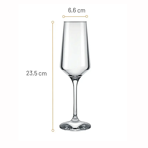 Conjunto de 12 taças de champanhe Brunello 225ml Nadir-Loreto