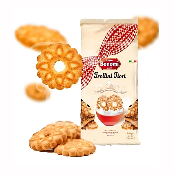 Biscoito Amanteigado Italiano Bonomi Frollini Fiori 750g