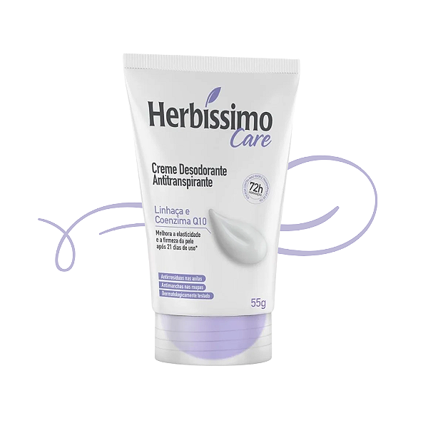 Creme Desodorante Bisnaga Linhaça E Q10 Herbíssimo 55g-Loreto