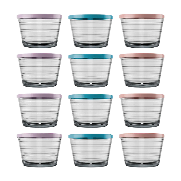 Jogo De Tigelas Ginga Com Tampa Nadir 145ml - Kit 12-Loreto LANCAMENTO